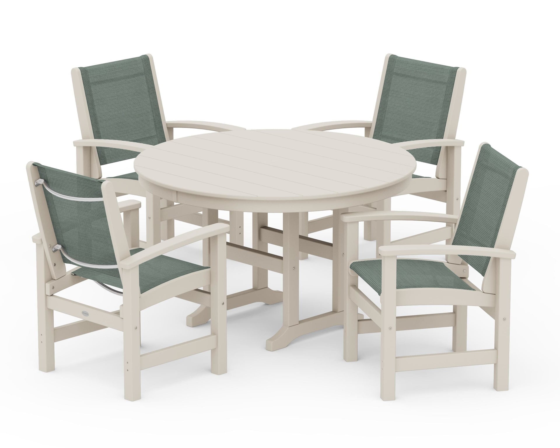 Coastal 5-Piece Round Farmhouse Dining Set