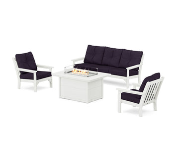 Vineyard Deep Seating Fire Pit Table Set