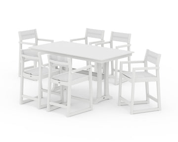 EDGE Sling Arm Chair 7-Piece Farmhouse Counter Set with Trestle Legs