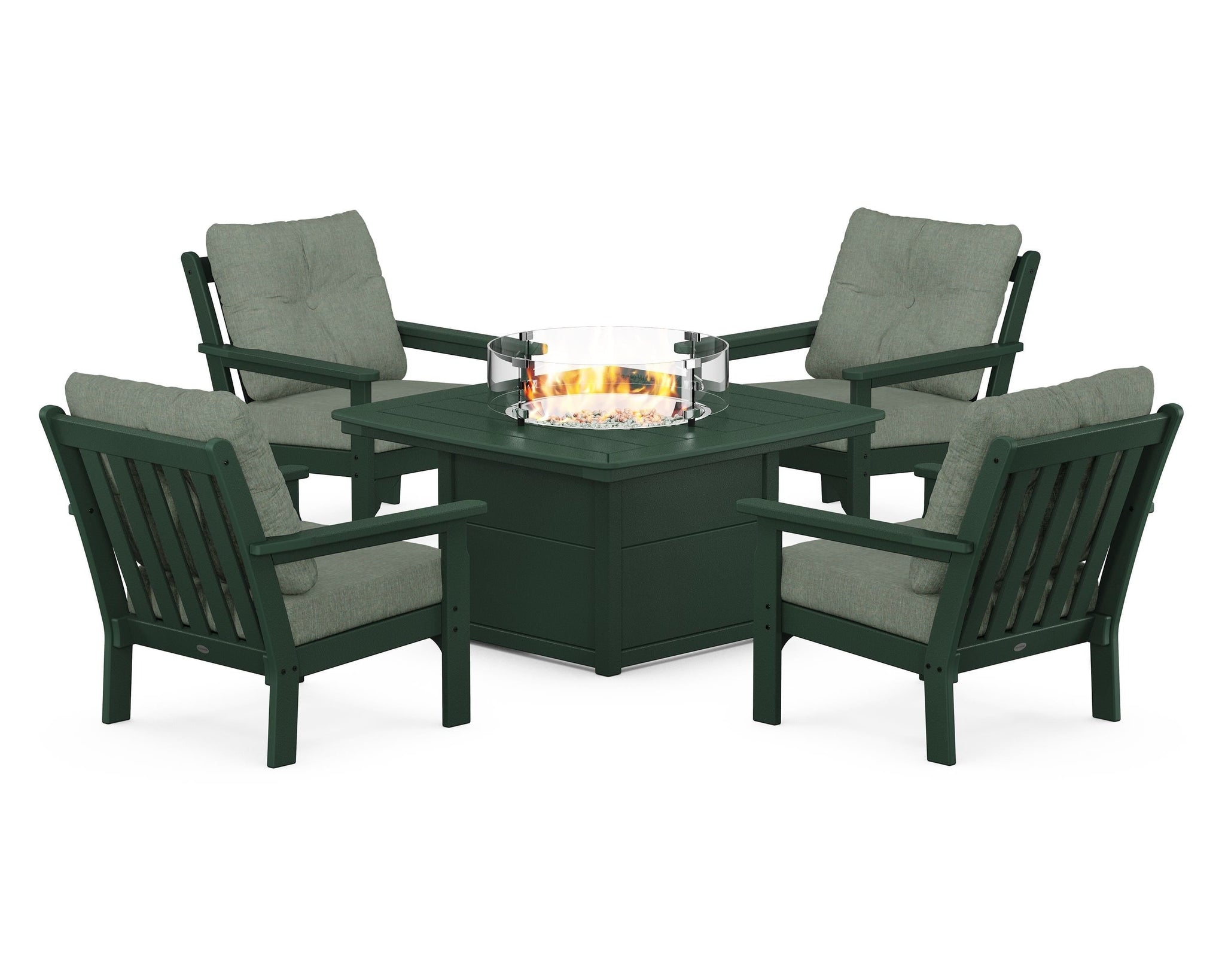 Vineyard 5-Piece Conversation Set with Fire Pit Table