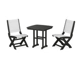 Coastal Folding Side Chair 3-Piece Dining Set