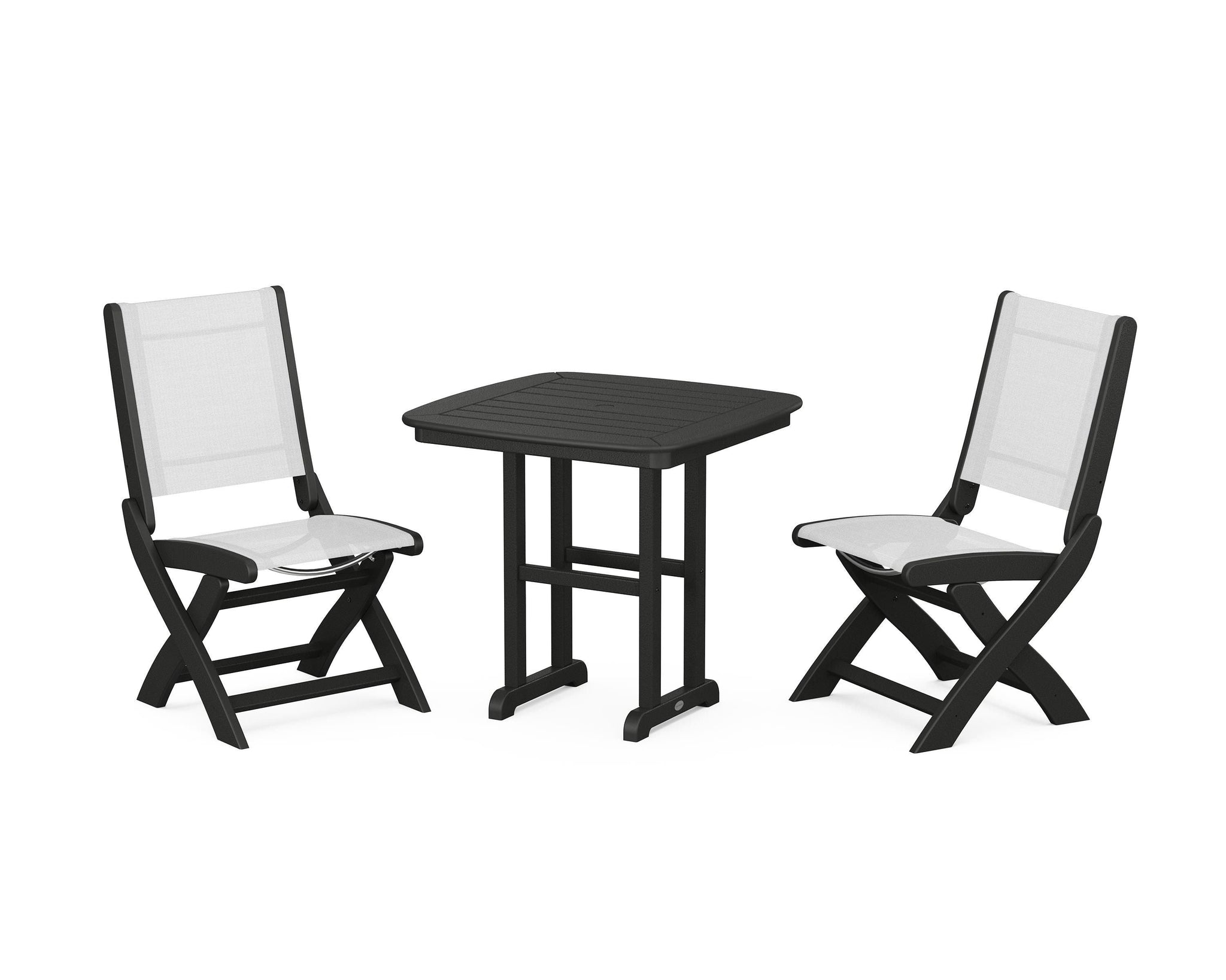 Coastal Folding Side Chair 3-Piece Dining Set