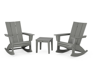 Modern Curveback 3-Piece Adirondack Rocking Chair Set