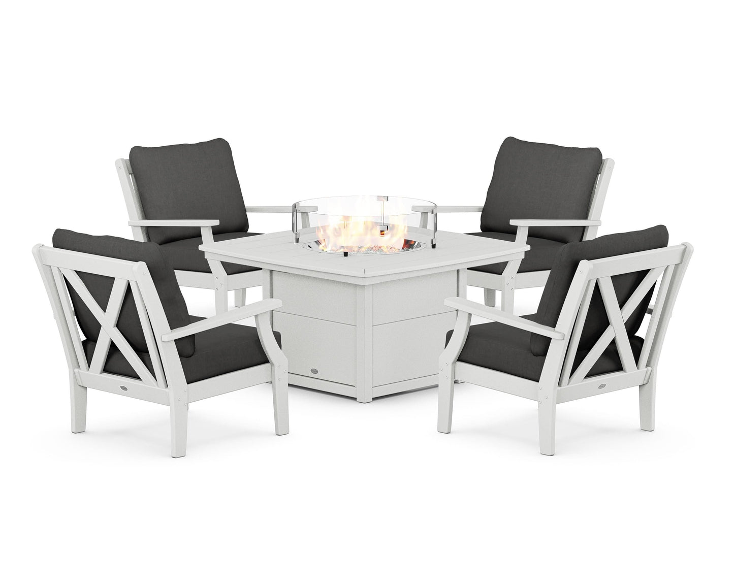 Braxton 5-Piece Deep Seating Conversation Set with Fire Pit Table