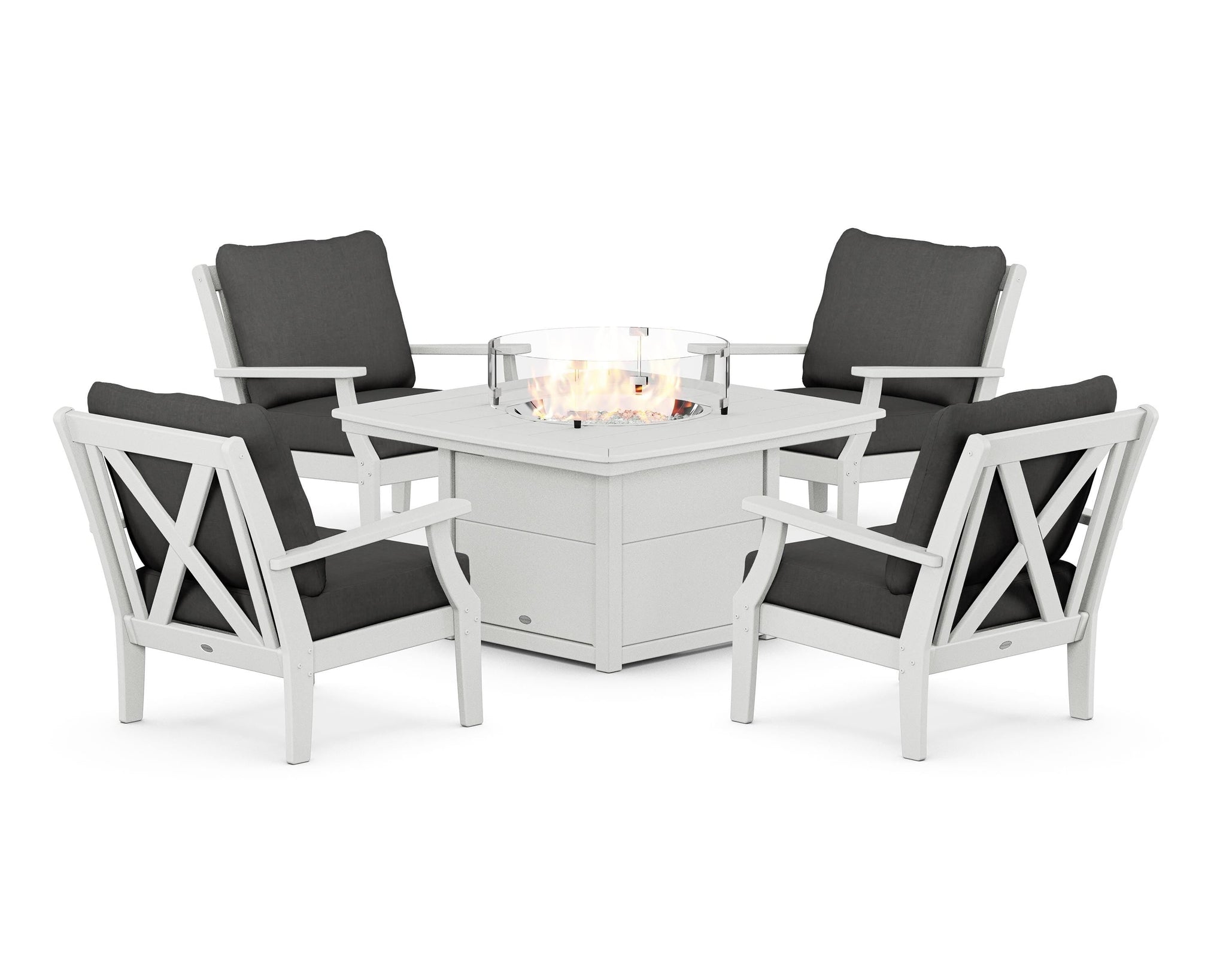 Braxton 5-Piece Deep Seating Conversation Set with Fire Pit Table