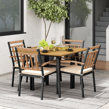 Costway 5-Piece Patio Dining Set w/ Cushions & 1.9" Umbrella Hole 67843219 New