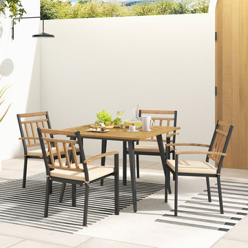 Costway 5-Piece Patio Dining Set w/ Cushions & 1.9" Umbrella Hole 67843219 New