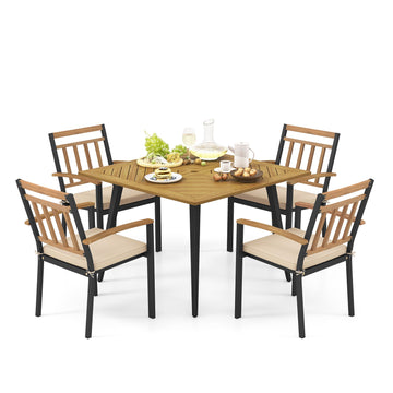 Costway 5-Piece Patio Dining Set w/ Cushions & 1.9" Umbrella Hole 67843219 New