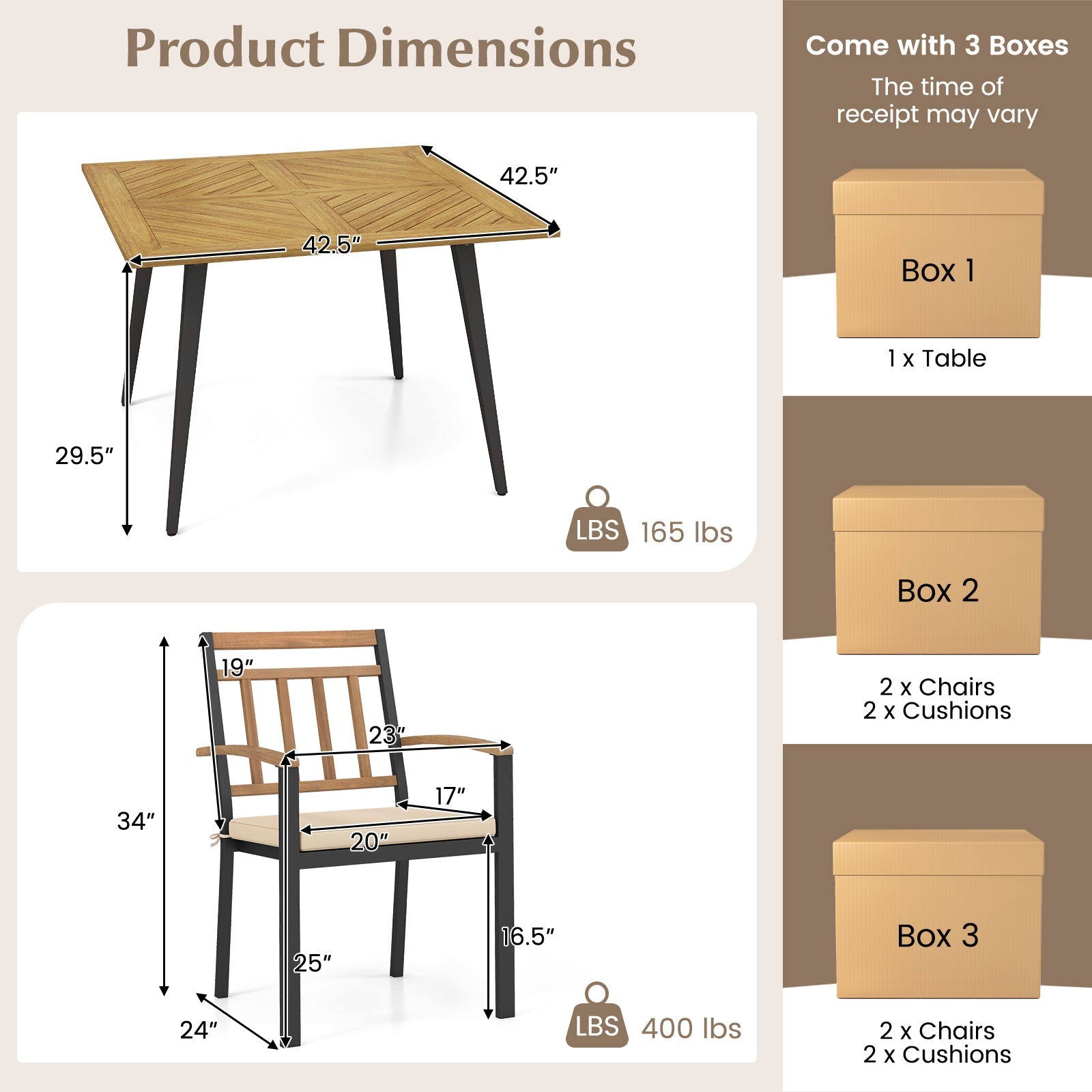 Costway 5-Piece Patio Dining Set w/ Cushions & 1.9" Umbrella Hole 67843219 New