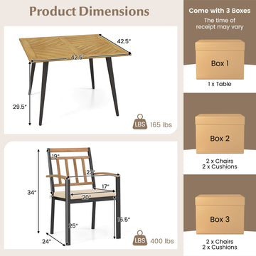 Costway 5-Piece Patio Dining Set w/ Cushions & 1.9" Umbrella Hole 67843219 New