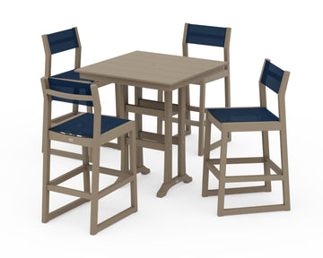 EDGE Sling Arm Chair 5-Piece Farmhouse Bar Set with Trestle Legs