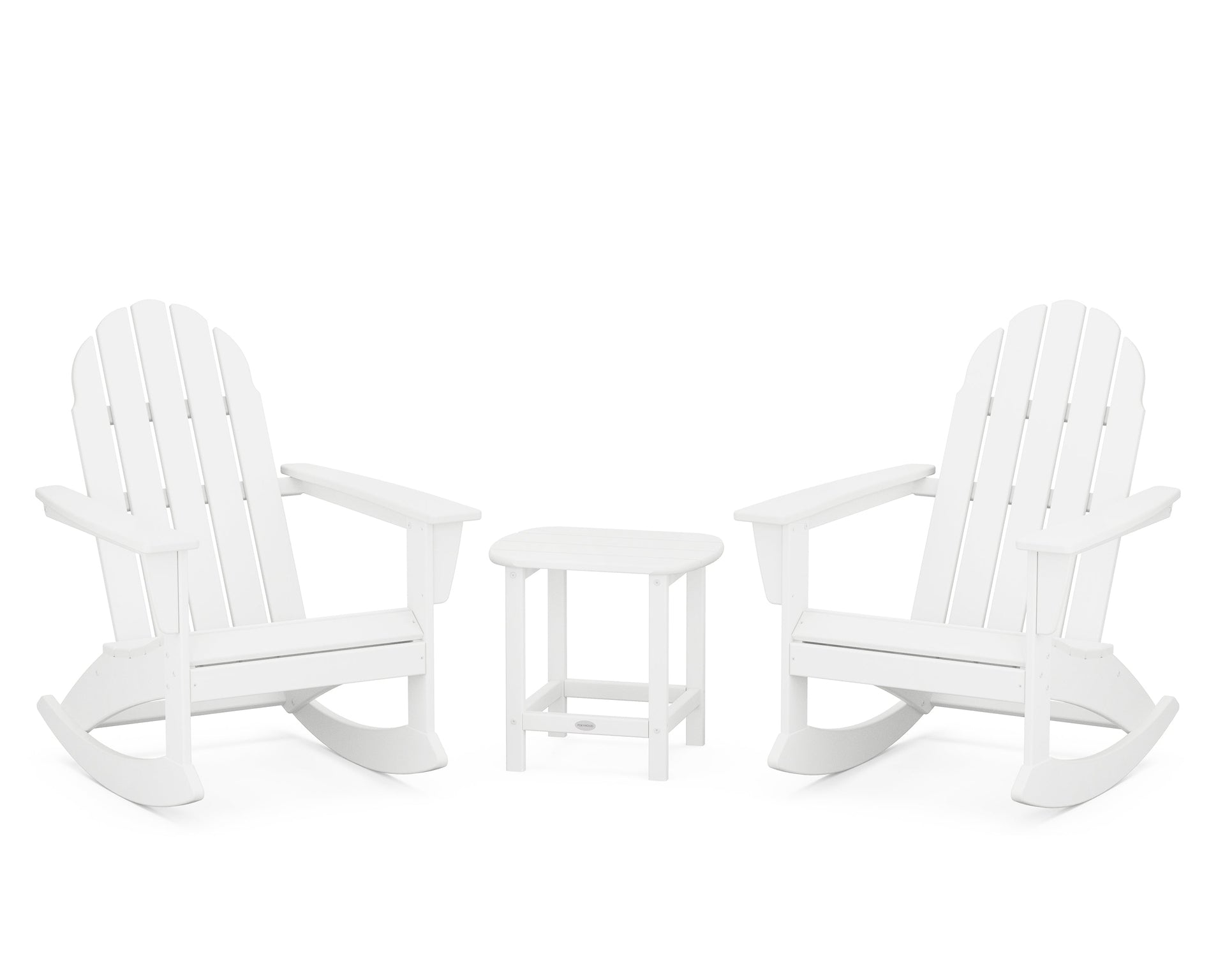 Vineyard 3-Piece Adirondack Rocking Chair Set with South Beach 18" Side Table