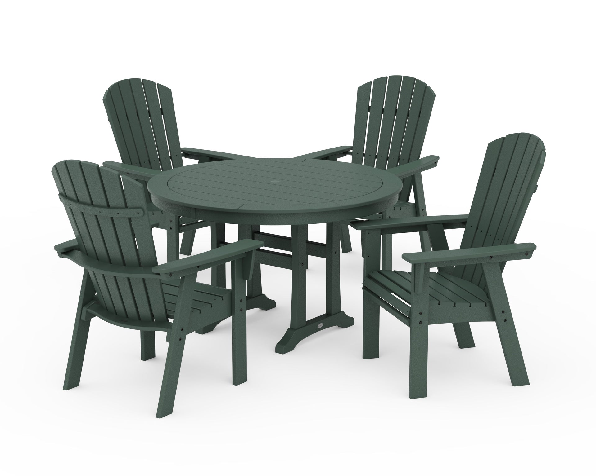 Nautical Curveback Adirondack 5-Piece Round Dining Set with Trestle Legs