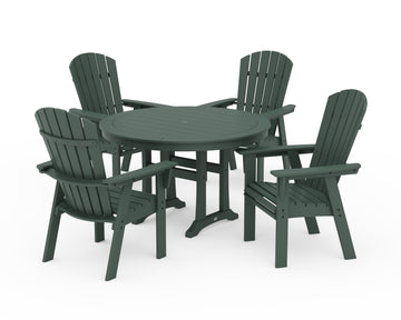 Nautical Curveback Adirondack 5-Piece Round Dining Set with Trestle Legs