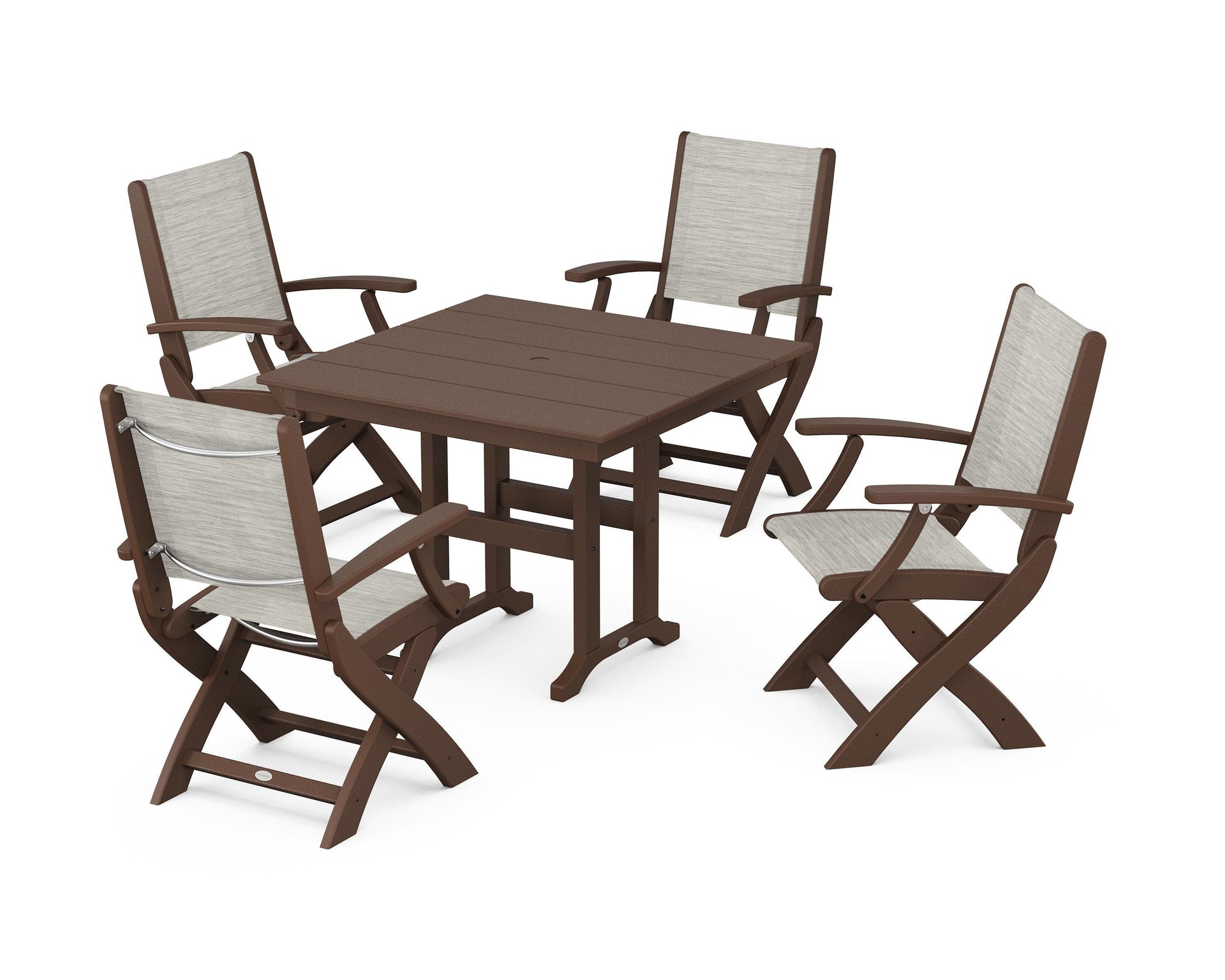 Coastal Folding Chair 5-Piece Farmhouse Dining Set