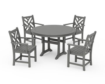 Chippendale 5-Piece Nautical Trestle Dining Arm Chair Set