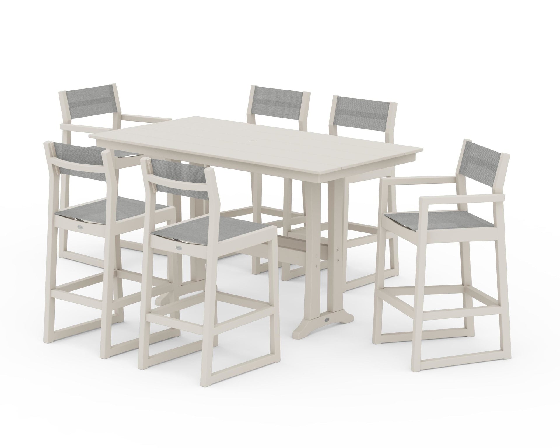 EDGE Sling 7-Piece Farmhouse Bar Set with Trestle Legs