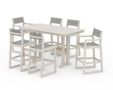 EDGE Sling 7-Piece Farmhouse Bar Set with Trestle Legs