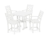 Chinoiserie 5-Piece Farmhouse Counter Set with Trestle Legs
