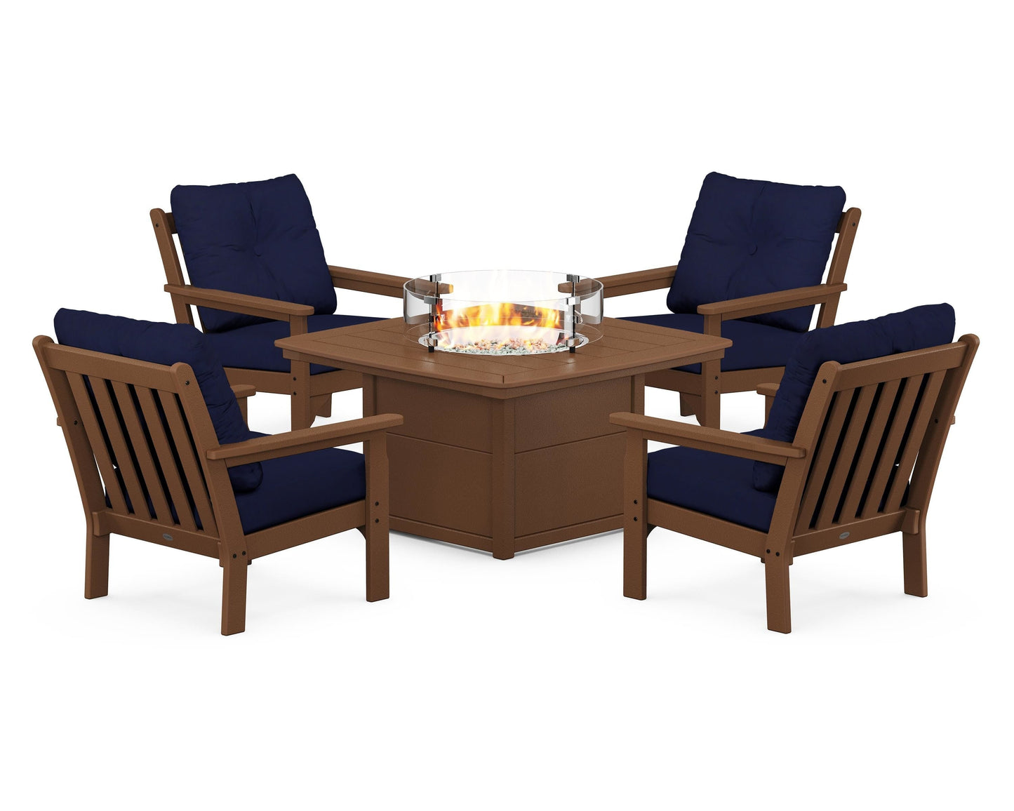 Vineyard 5-Piece Conversation Set with Fire Pit Table
