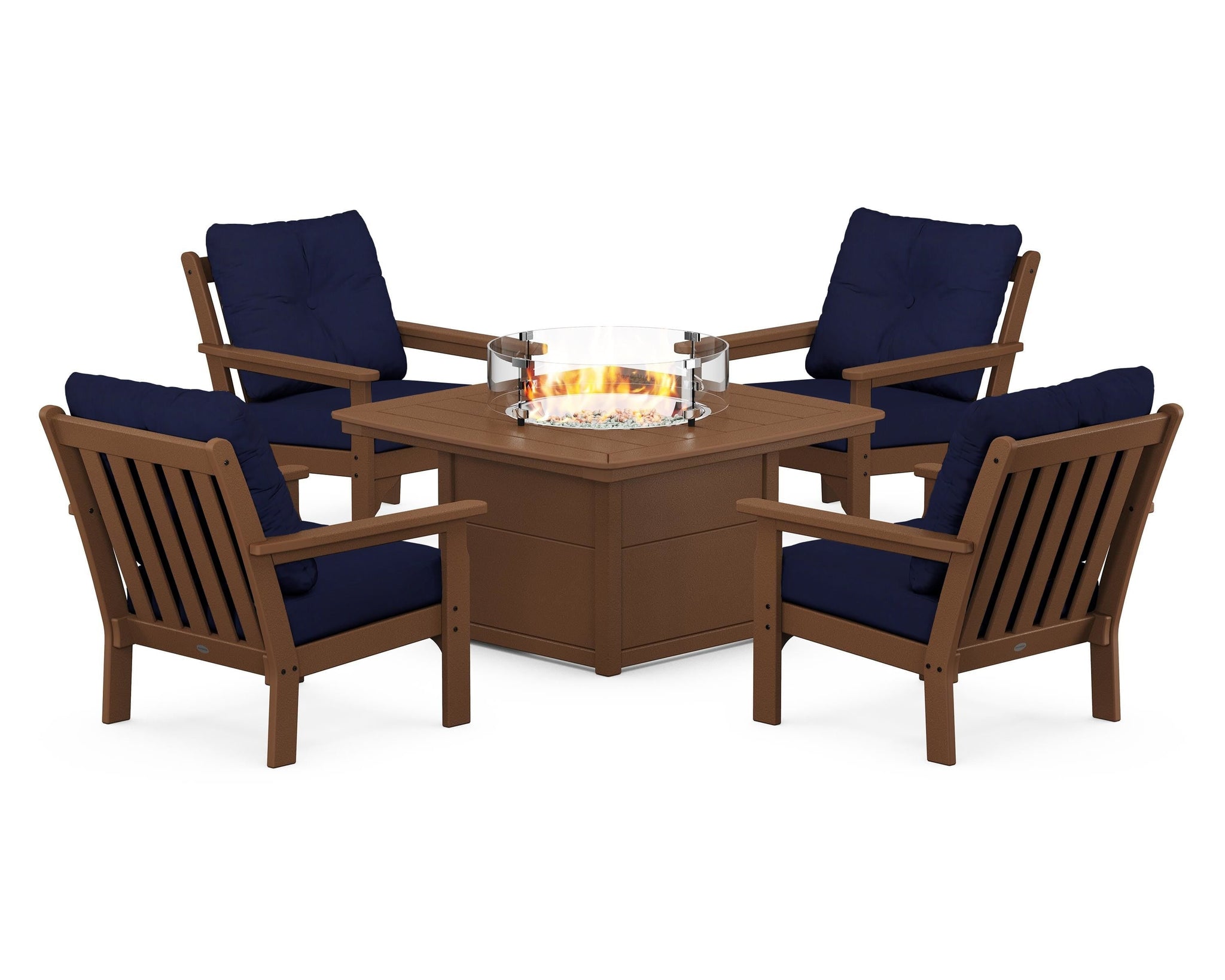 Vineyard 5-Piece Conversation Set with Fire Pit Table