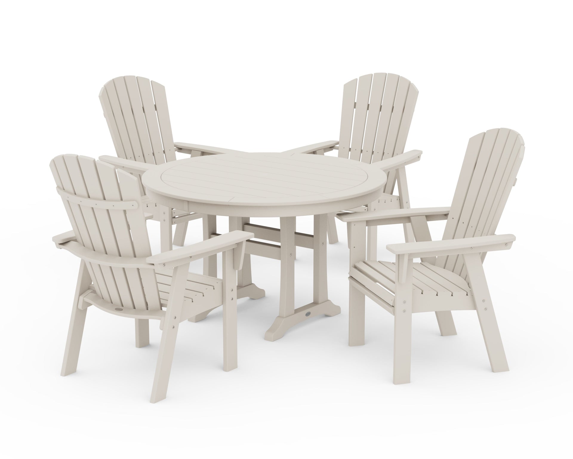 Nautical Curveback Adirondack 5-Piece Round Dining Set with Trestle Legs