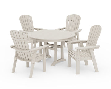 Nautical Curveback Adirondack 5-Piece Round Dining Set with Trestle Legs
