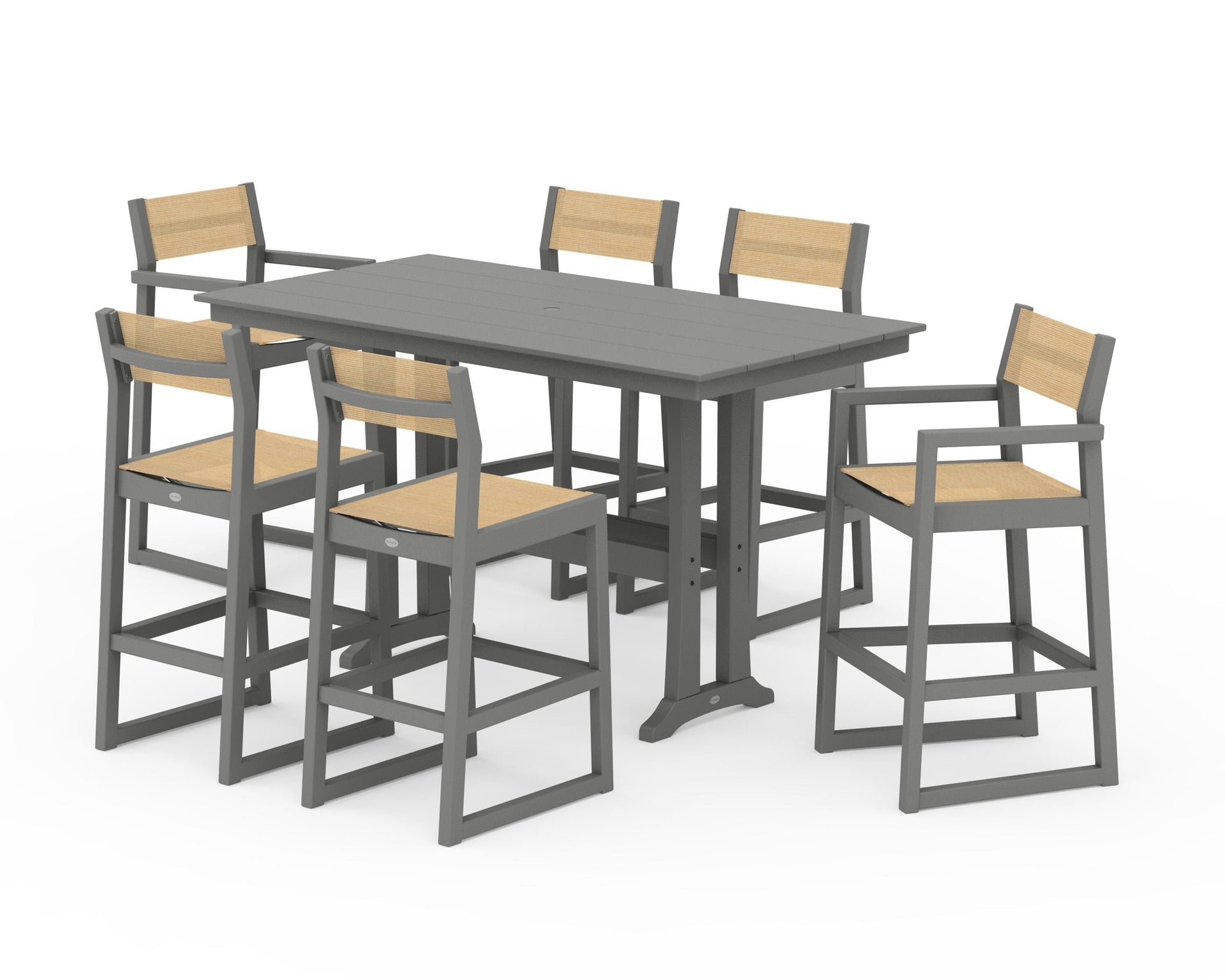 EDGE Sling 7-Piece Farmhouse Bar Set with Trestle Legs