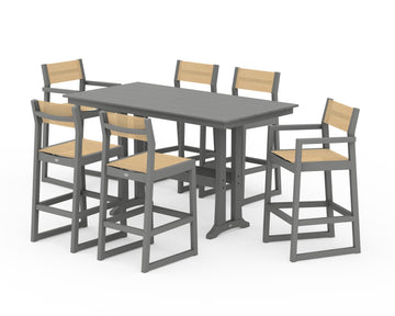 EDGE Sling 7-Piece Farmhouse Bar Set with Trestle Legs