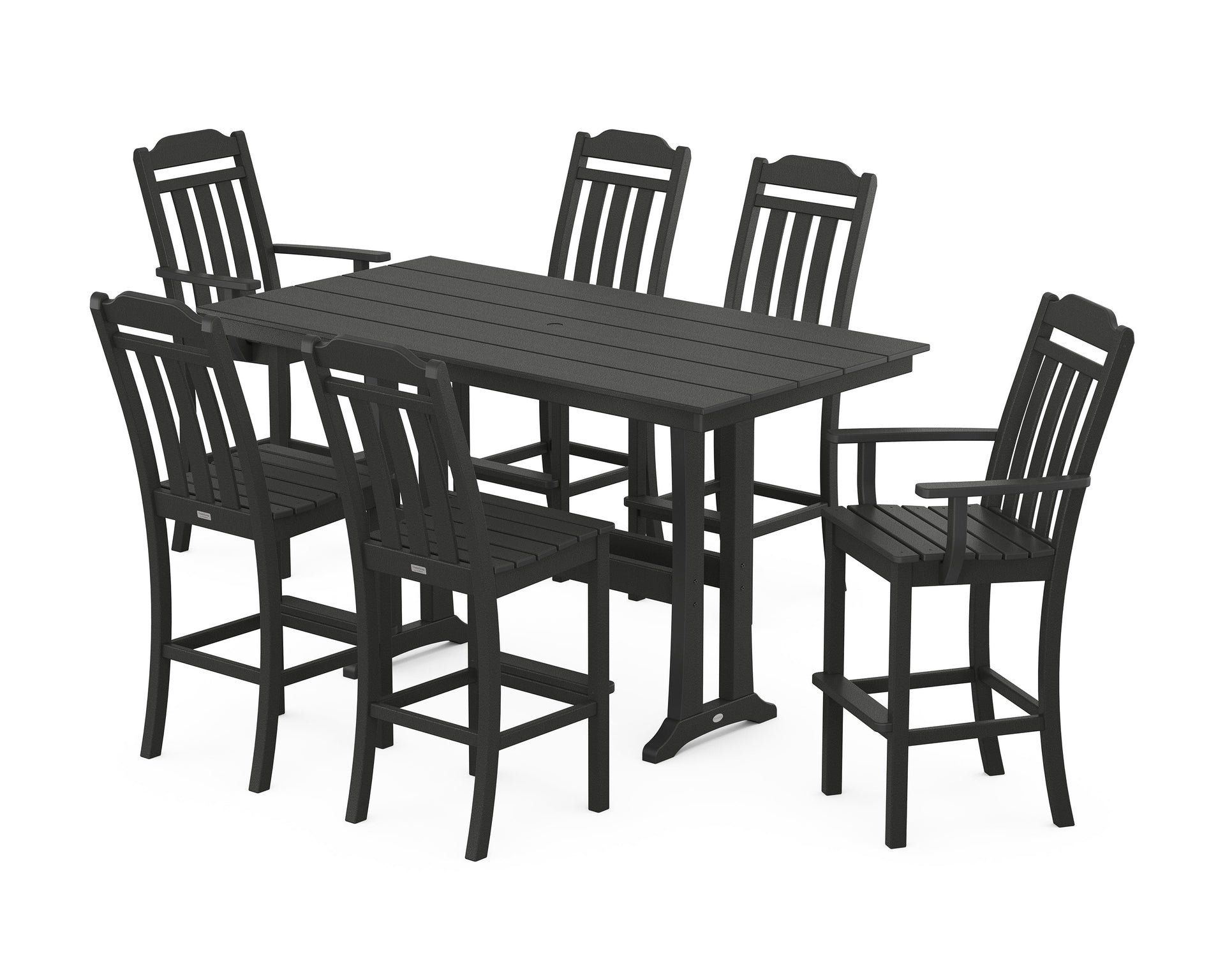 Cottage 7-Piece Farmhouse Bar Set with Trestle Legs