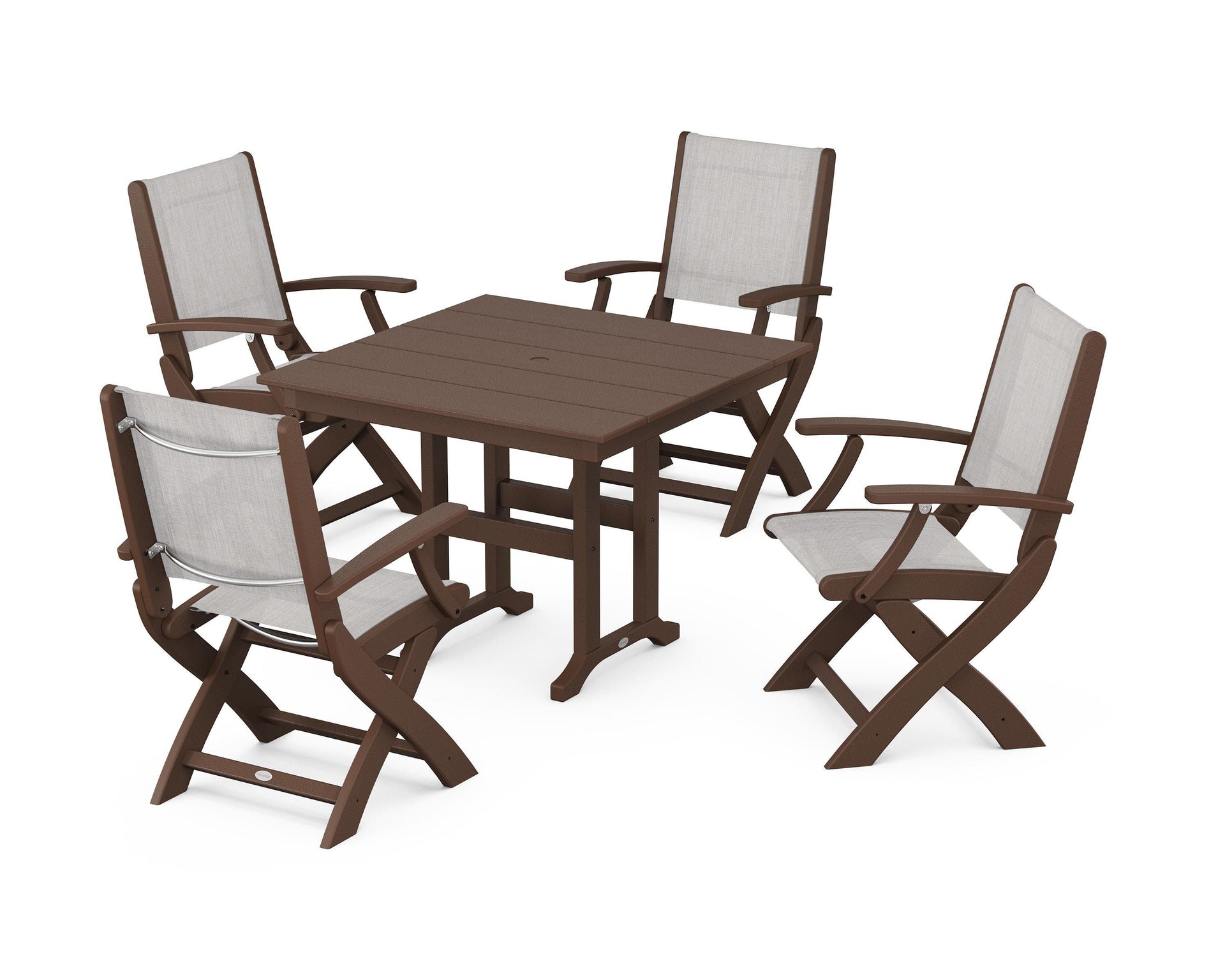 Coastal Folding Chair 5-Piece Farmhouse Dining Set