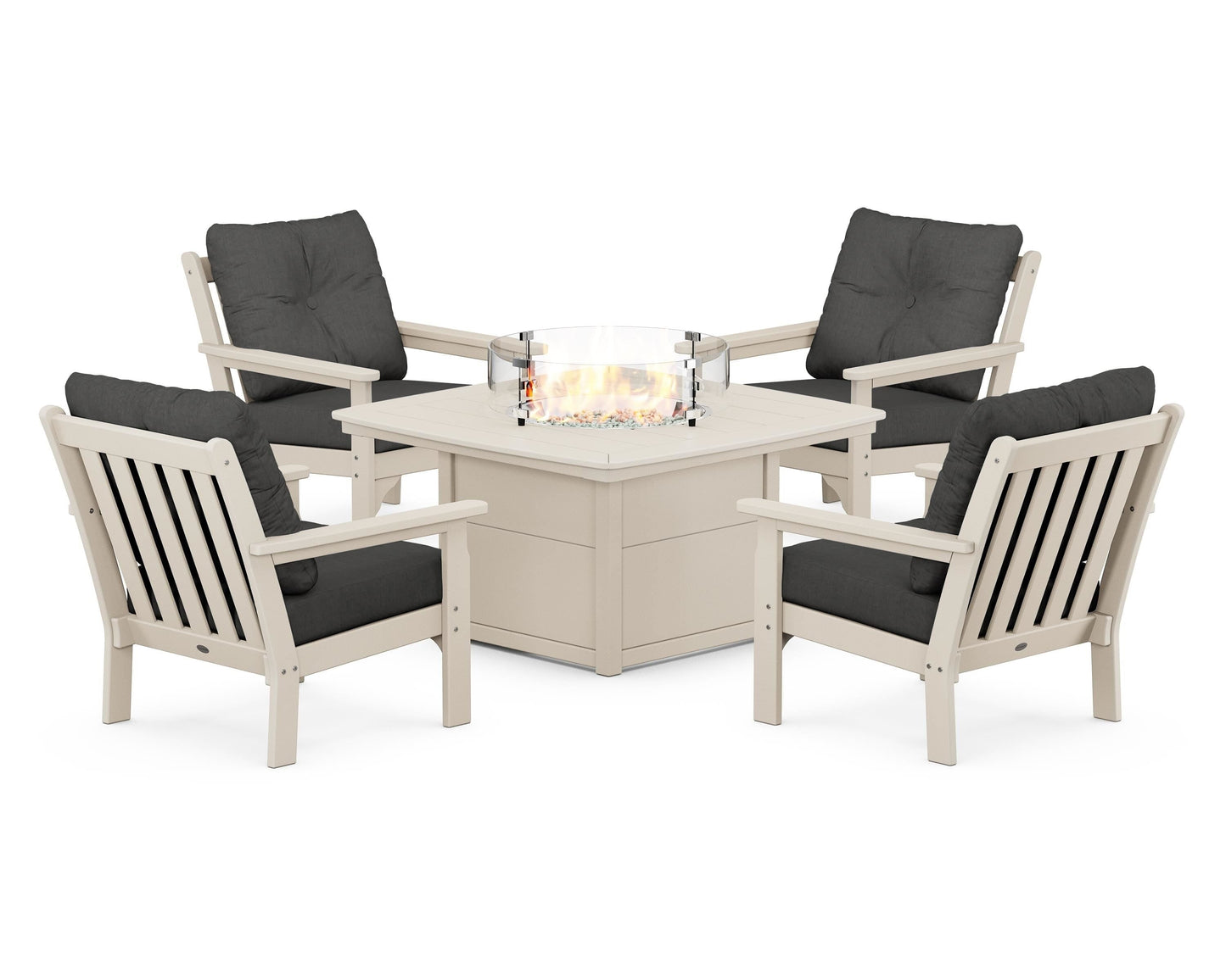 Vineyard 5-Piece Conversation Set with Fire Pit Table