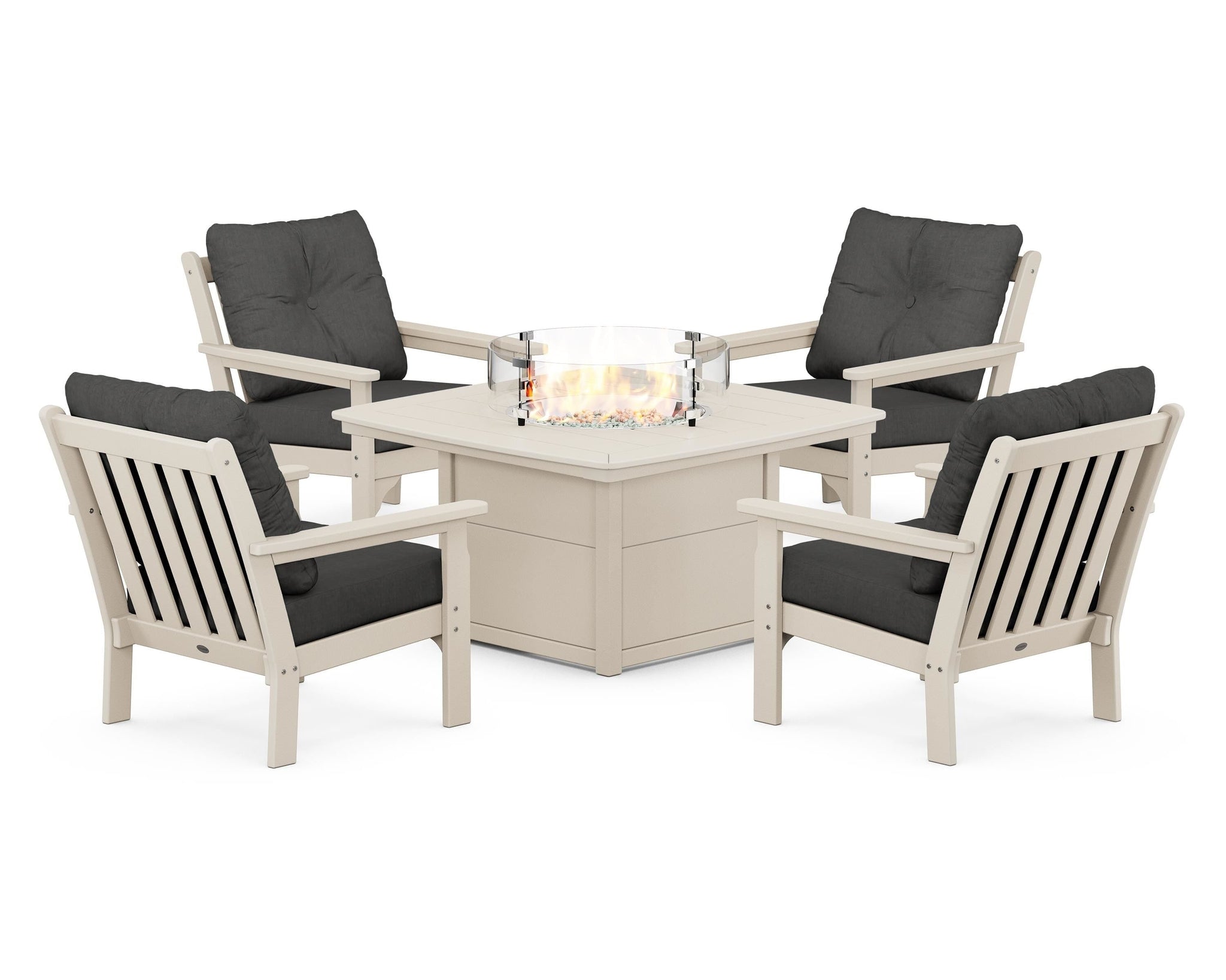 Vineyard 5-Piece Conversation Set with Fire Pit Table