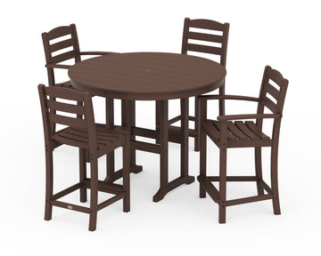 La Casa Café 5-Piece Round Farmhouse Counter Dining Set