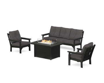 Vineyard Deep Seating Fire Pit Table Set