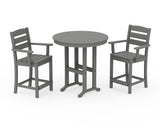 Lakeside 3-Piece Round Farmhouse Arm Chair Counter  Set