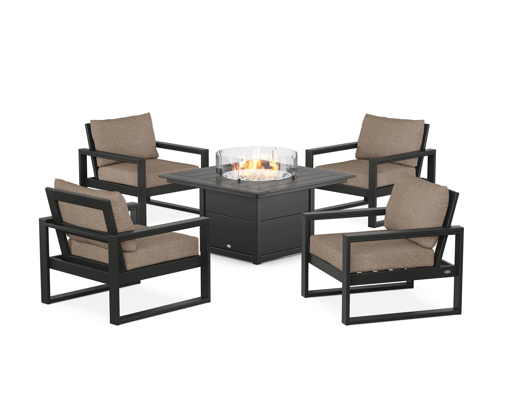 EDGE Sectional 5-Piece Deep Seating Set with Fire Pit Table