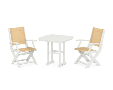 Coastal Folding Chair 3-Piece Dining Set