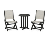 Coastal Folding Side Chair 3-Piece Round Bistro Dining Set