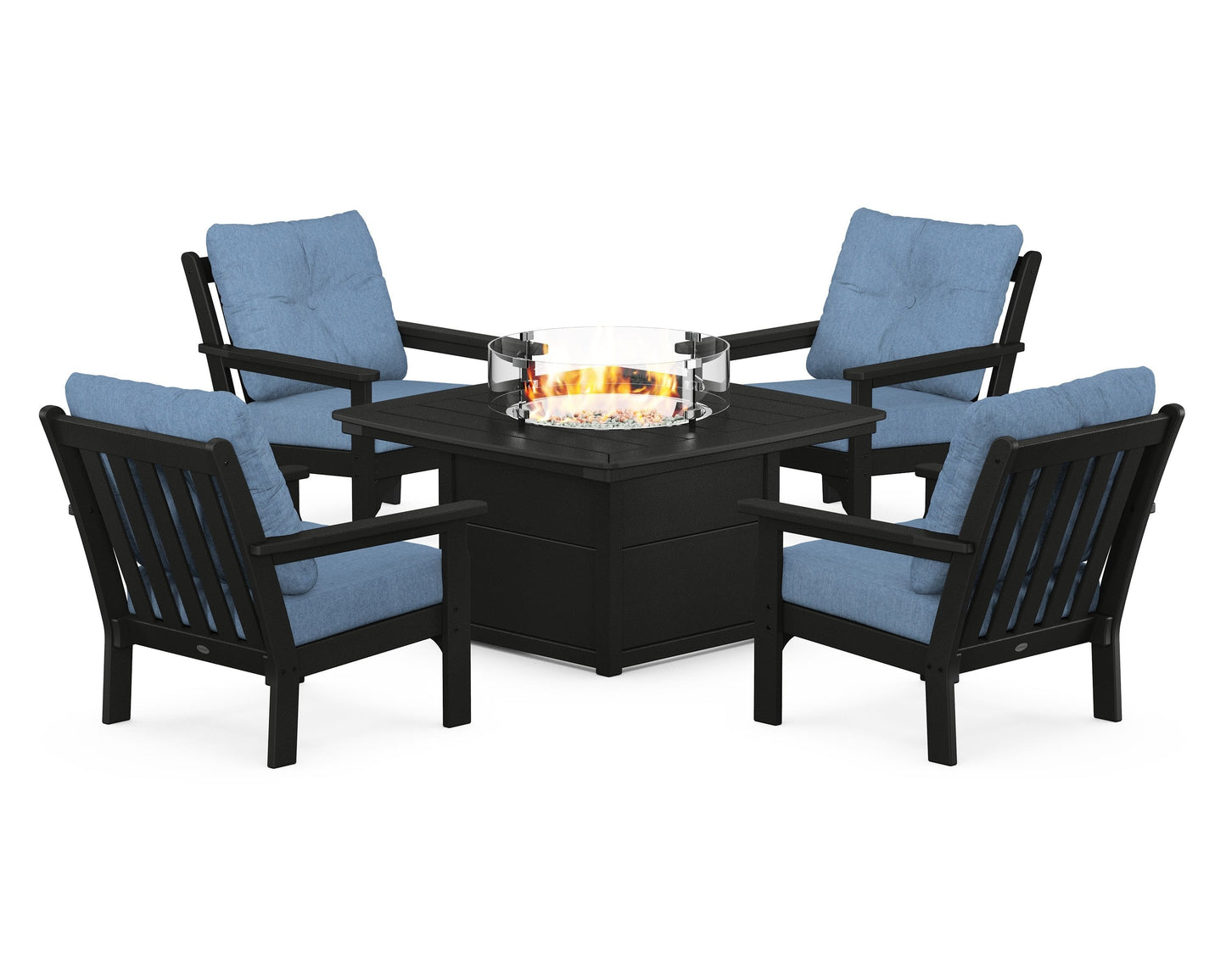 Vineyard 5-Piece Conversation Set with Fire Pit Table