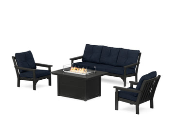 Vineyard Deep Seating Fire Pit Table Set