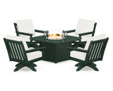Vineyard 5-Piece Deep Seating Swivel Conversation Set with Fire Pit Table