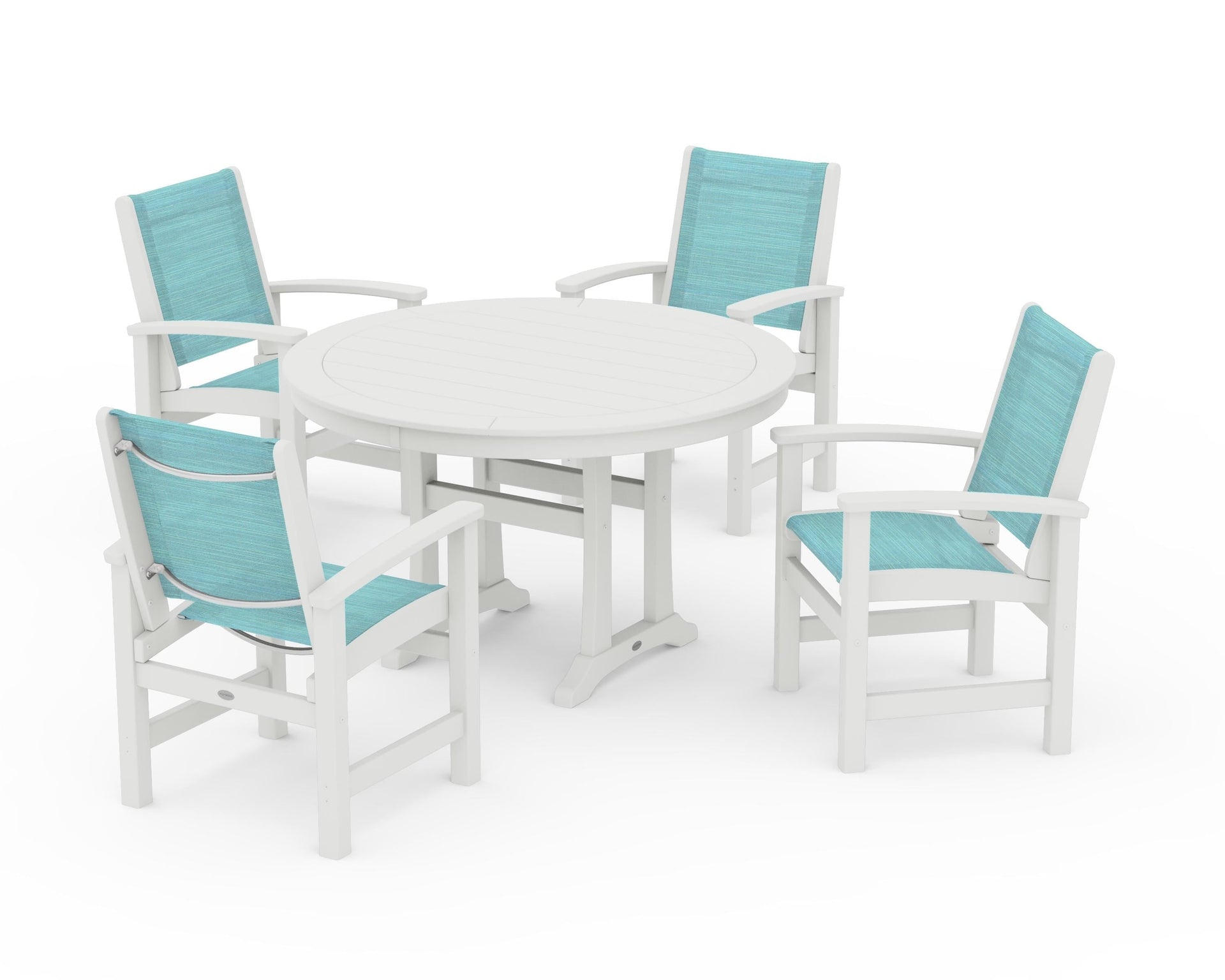 Coastal 5-Piece Round Dining Set with Trestle Legs