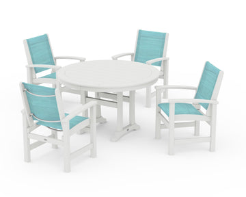 Coastal 5-Piece Round Dining Set with Trestle Legs