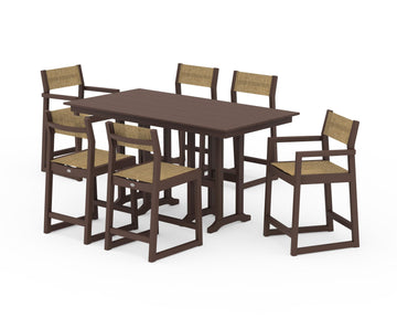EDGE Sling 7-Piece Farmhouse Counter Set with Trestle Legs