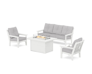 Vineyard Deep Seating Fire Pit Table Set