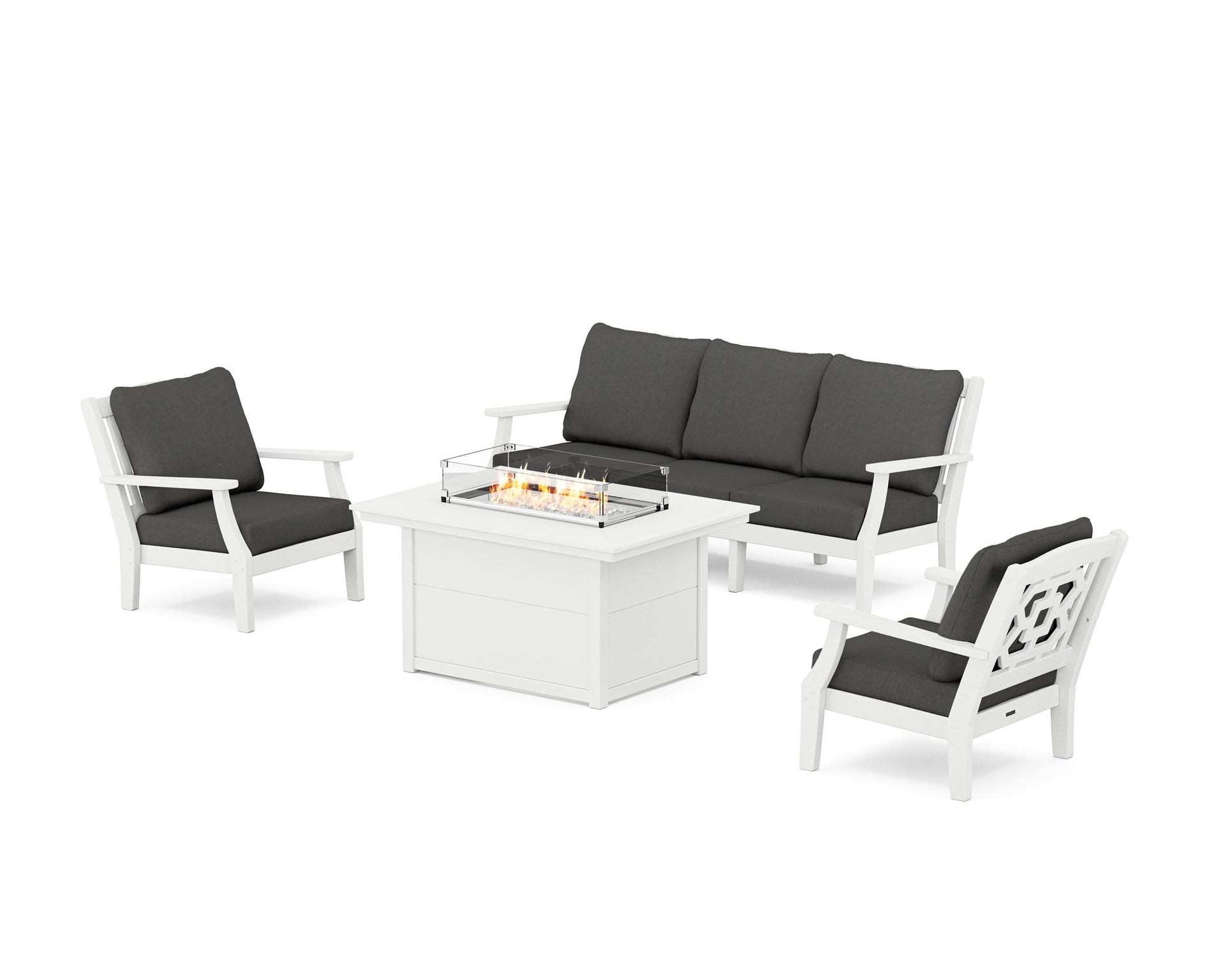 Chinoiserie Deep Seating Fire Pit Table Set