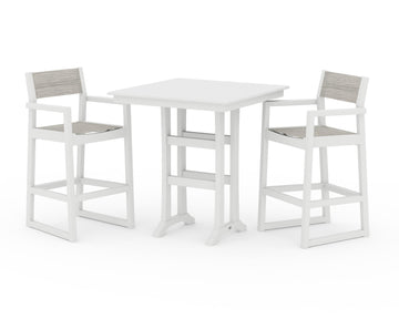 EDGE Sling Arm Chair 3-Piece Farmhouse Bar Set with Trestle Legs