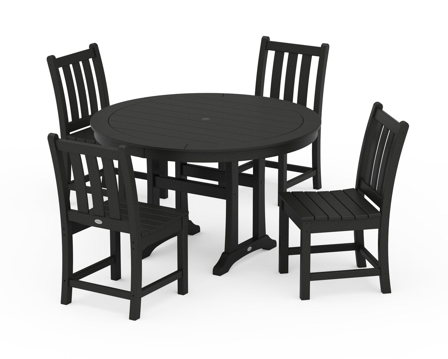 Traditional Garden Side Chair 5-Piece Round Dining Set With Trestle Legs