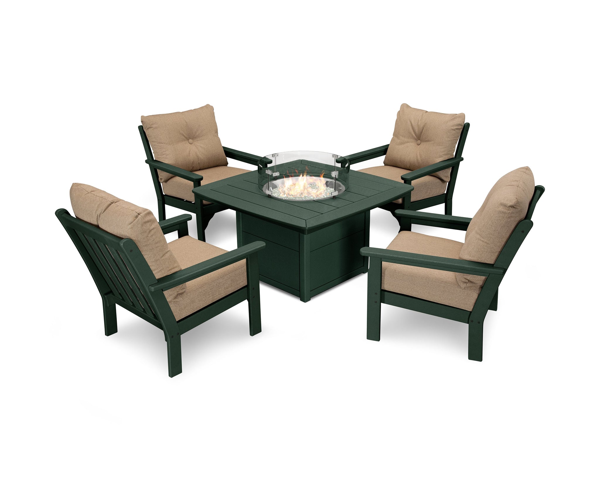 Vineyard 5-Piece Conversation Set with Fire Pit Table